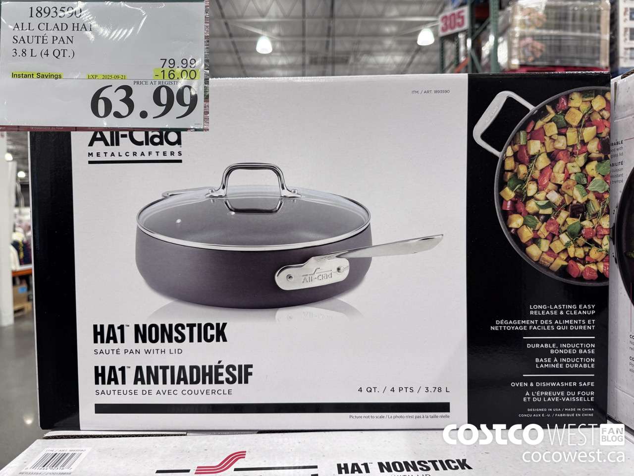 1893590 ALL CLAD HA1 SAUTE PAN 3.8L (4QT) ($16.00 INSTANT SAVINGS EXPIRES ON 2025-09-21) $63.99