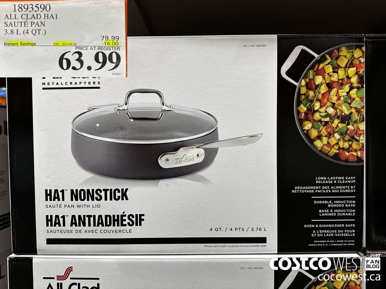1893590 ALL CLAD HA1 SAUTE PAN 3.8L (4QT) ($16.00 INSTANT SAVINGS EXPIRES ON 2025-09-28) $63.99