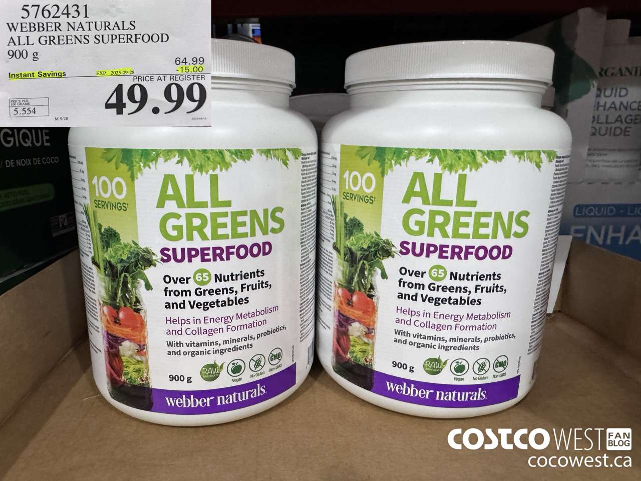 5762431 ALL GREENS SUPERFOOD VEGETERIAN POWDER 900G GLUTEN FREE ($15.00 INSTANT SAVINGS EXPIRES ON 2025-09-28) $49.99