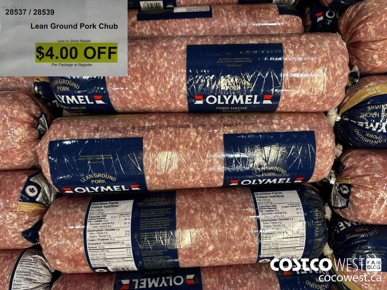 28537 (ALSO 28539) LEAN GROUND PORK CHUB ($4.00 INSTANT SAVINGS)