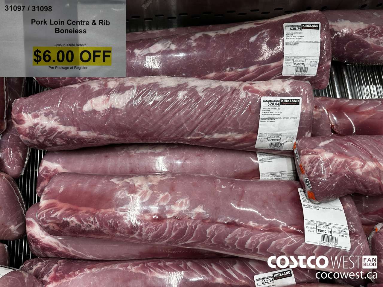 31097 (ALSO 31098) PORK LOIN CENTRE & RIB BONELESS ($6.00 INSTANT SAVINGS)