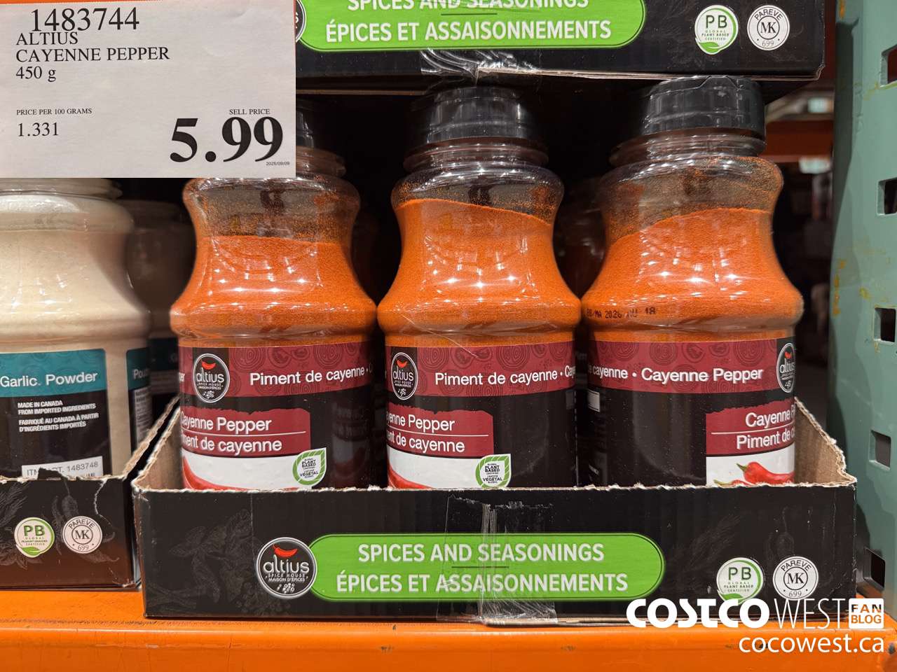 1483744 ALTIUS CAYENNE PEPPER 450G $5.99