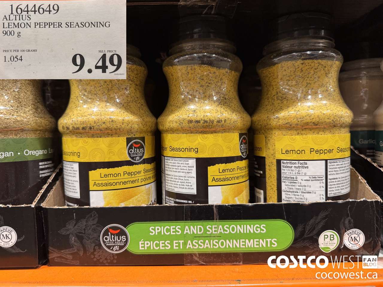 1644649 ALTIUS LEMON PEPPER SEASONING 900G $9.49