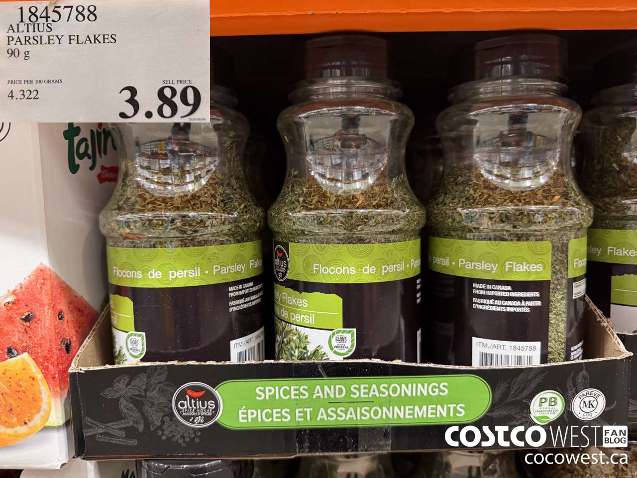 1845788 ALTIUS PARSLEY FLAKES 90G $3.89