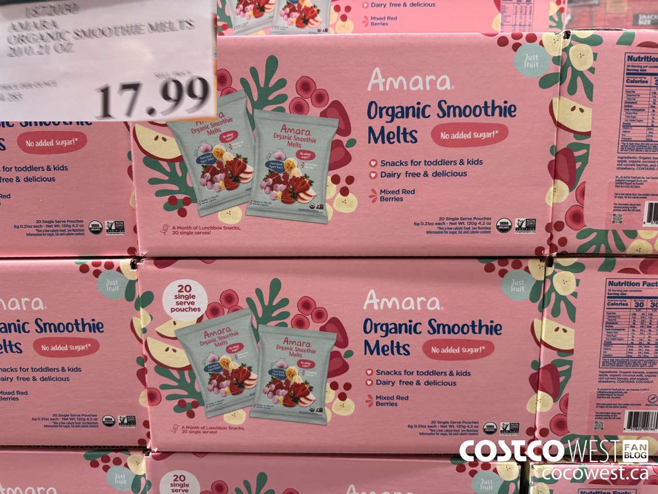 1872080 AMARA ORGANIC SMOOTHIE MELTS 20/0.21 OZ $17.99