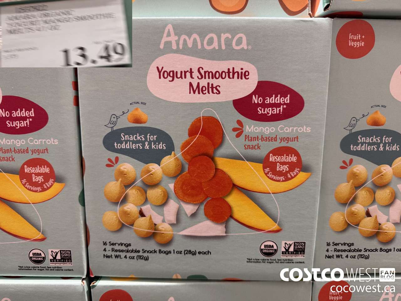 1247932 AMARA ORGANIC YOBURT MANGO SMOOTHIE MELTS $13.49