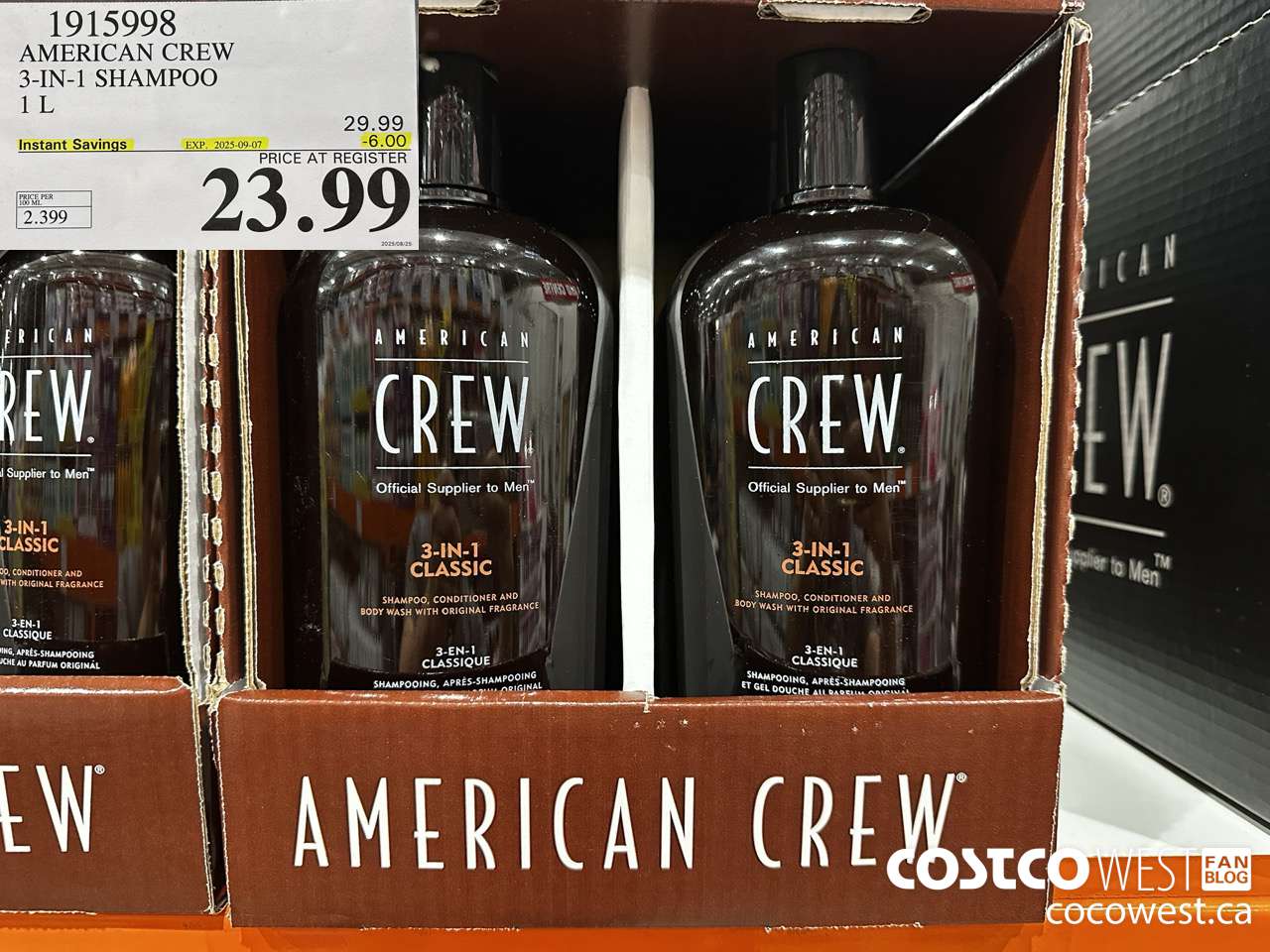 1915998 AMERICAN CREW 3-IN-1 SHAMPOO 1L ($6.00 INSTANT SAVINGS EXPIRES ON 2025-09-07) $23.99
