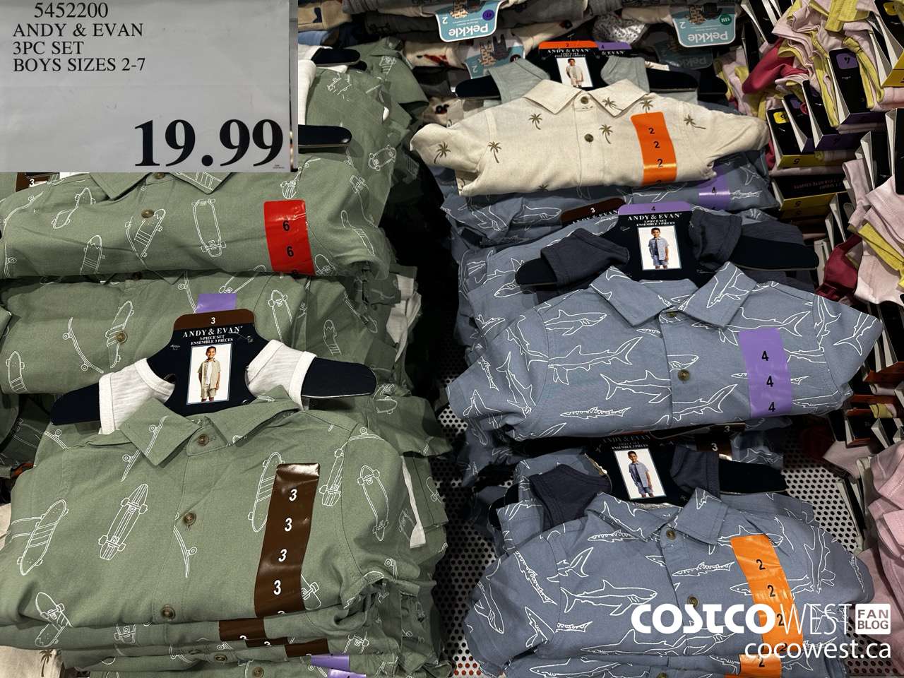 5452200 ANDY & EVAN 3PC SET BOYS SIZES 2-7 $19.99