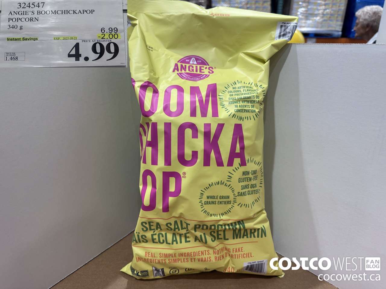 324547 ANGIE'S SEA SALT POPCORN 340 G ($2.00 INSTANT SAVINGS EXPIRES ON 2025-09-21) $4.99