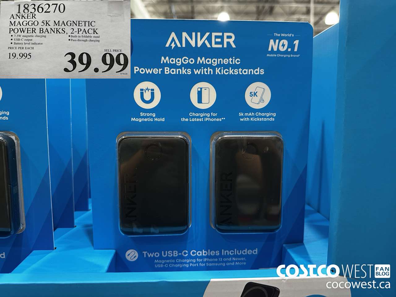1836270 ANKER MAGGO 5K MAGNETIC POWER BANKS 2-PACK $39.99