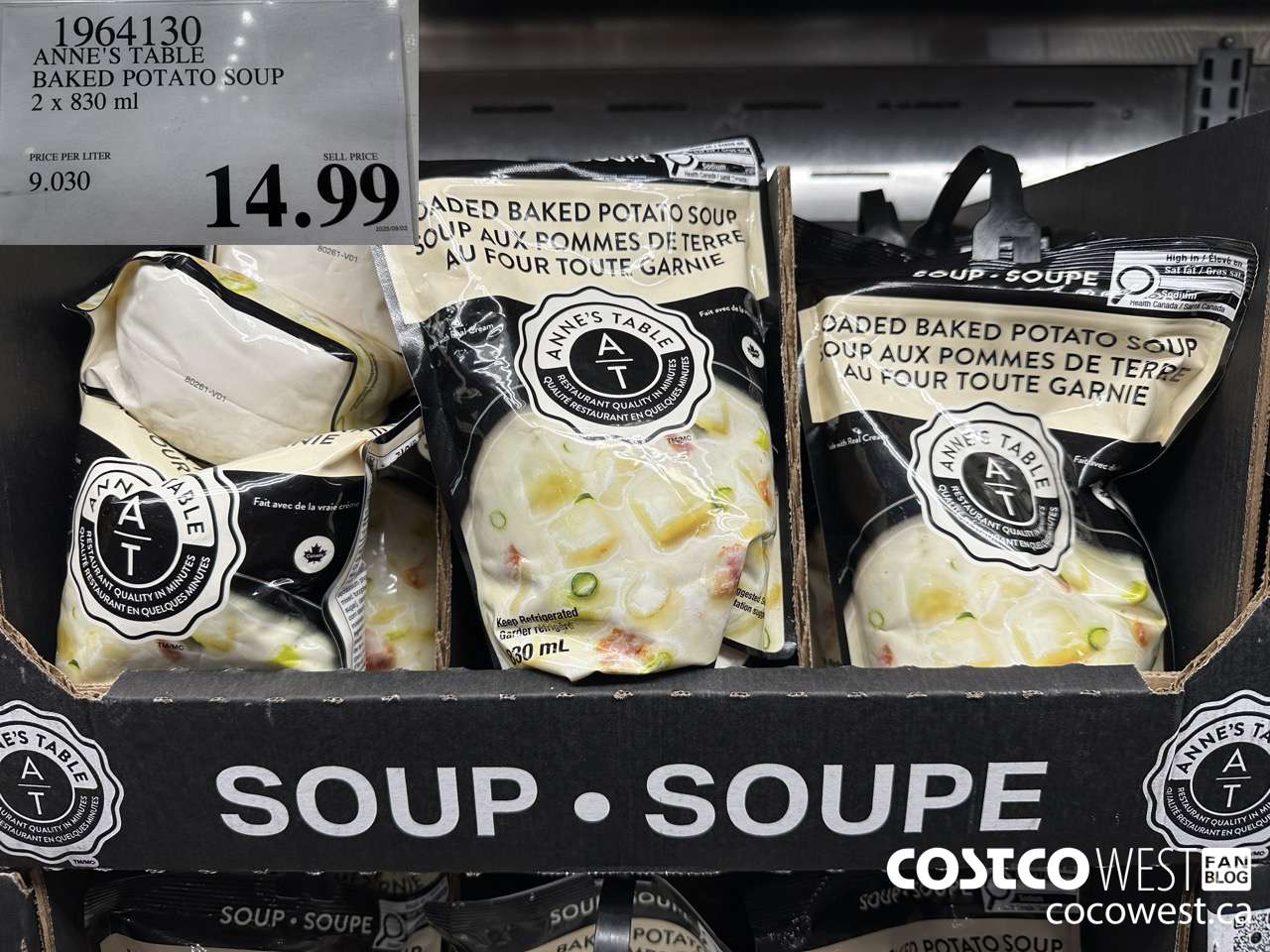 1964130 ANNE'S TABLE BAKED POTATO SOUP 2 X 830ML $14.99