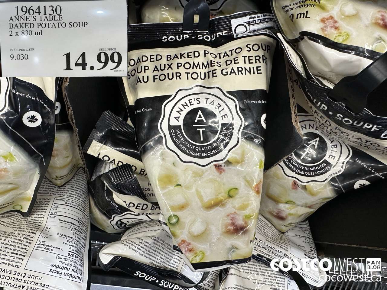 1964130 ANNE'S TABLE BAKED POTATO SOUP 2 X 830ML $14.99