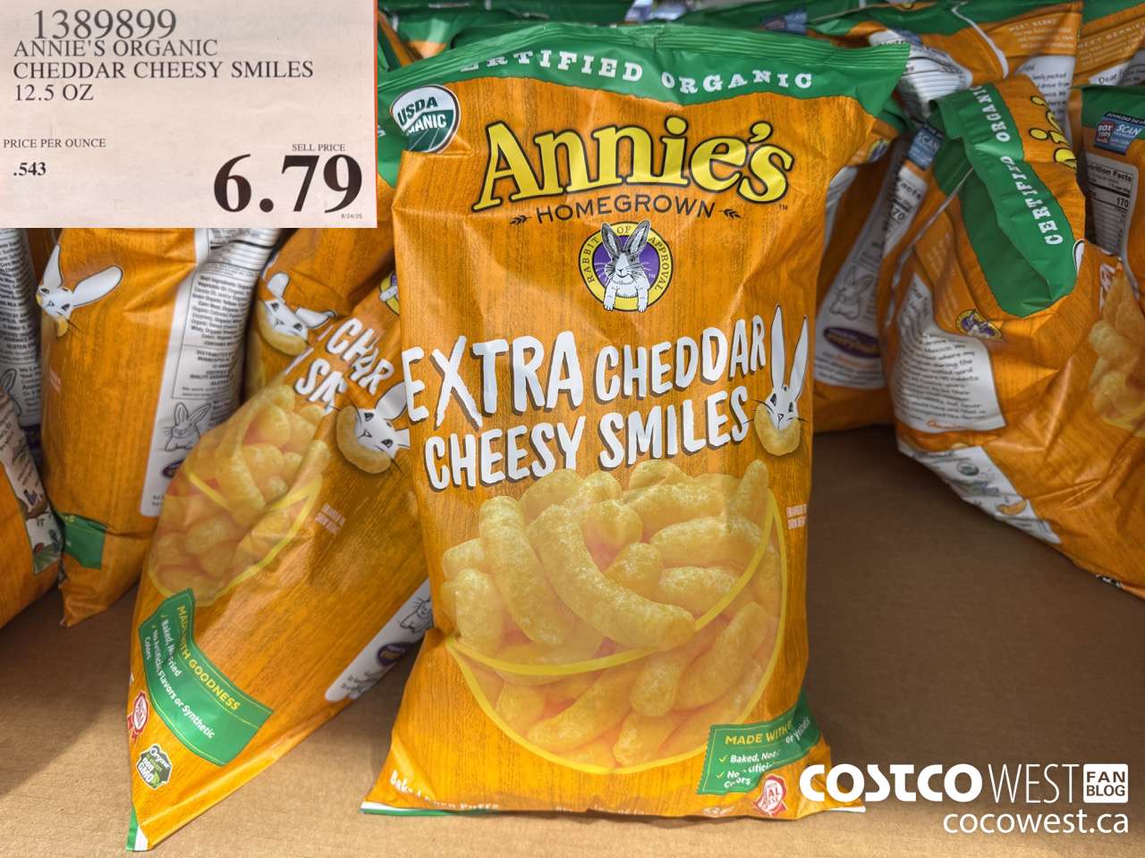 1389899 ANNIE'S ORGANIC CHEDDAR CHEESY SMILES 12.5 OZ $6.79