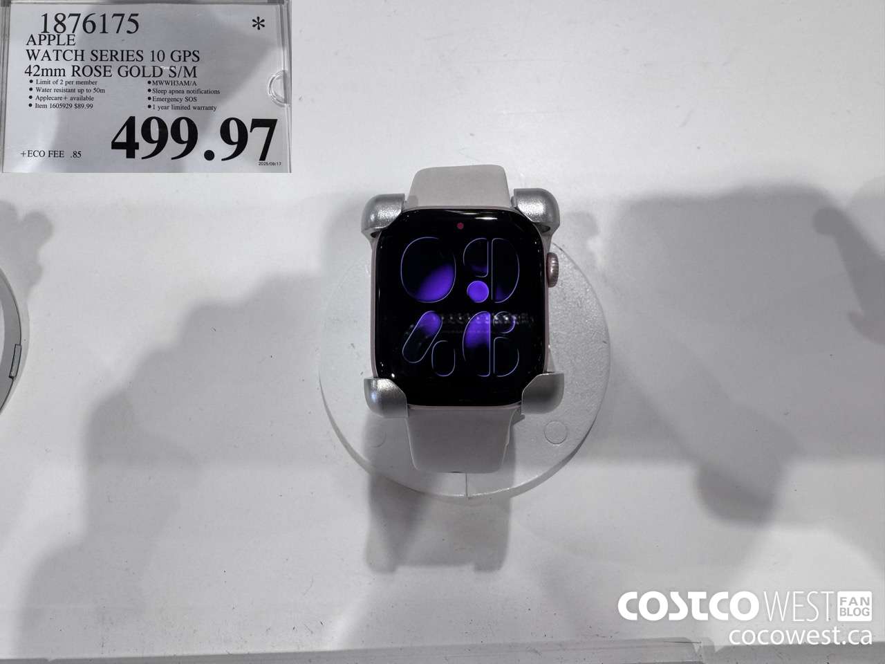 1876175 APPLE WATCH SERIES 10 GPS 42MM ROSE GOLD S/M $499.97