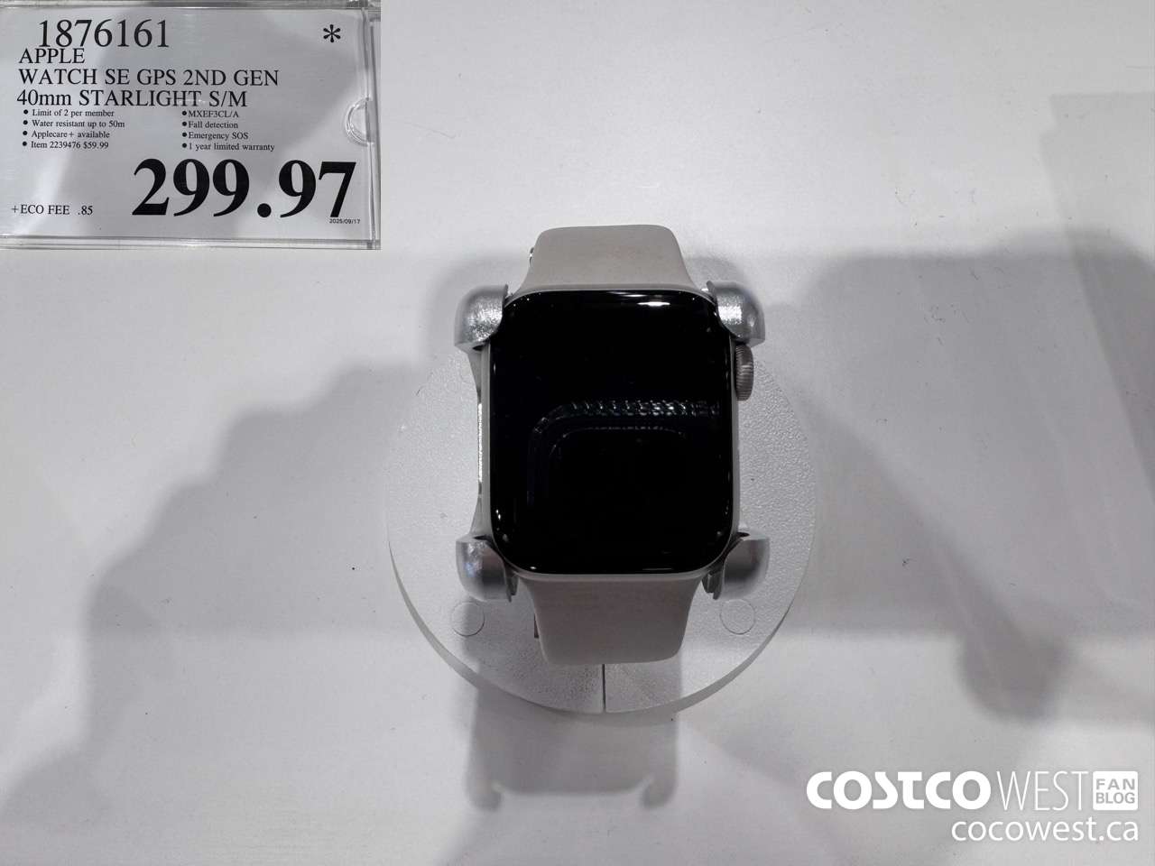 1876161 APPLE WATCH SE GPS 2ND GEN 40MM STARLIGHT S/M $299.97