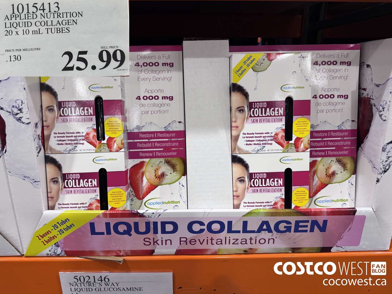 1015413 APPLIED NUTRITION LIQUID COLLAGEN 4000 MG 20 TUBES $25.99