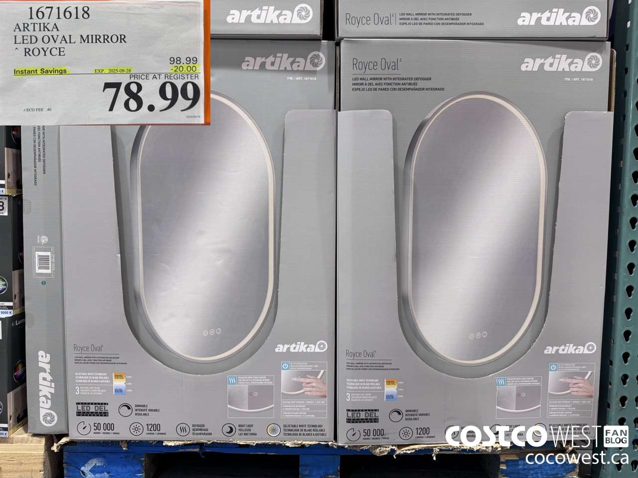1671618 ARTIKA LED OVAL MIRROR ROYCE ($20.00 INSTANT SAVINGS EXPIRES ON 2025-09-28) $78.99