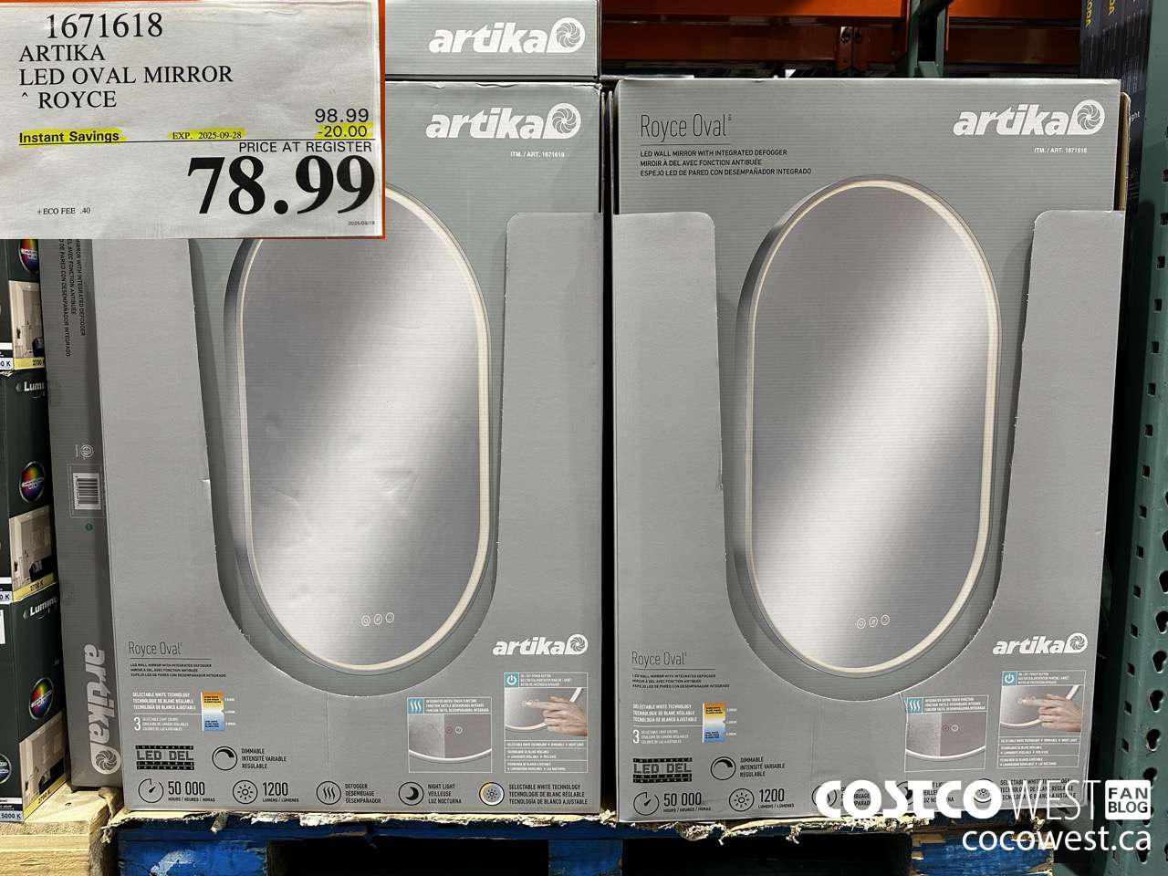 1671618 ARTIKA LED OVAL MIRROR ROYCE ($20.00 INSTANT SAVINGS EXPIRES ON 2025-09-28) $78.99