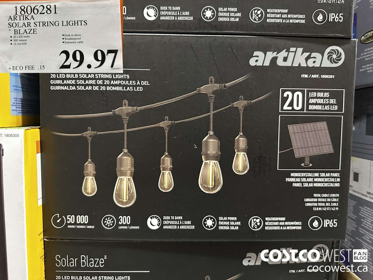 1806281 ARTIKA SOLAR STRING LIGHTS BLAZE $29.97