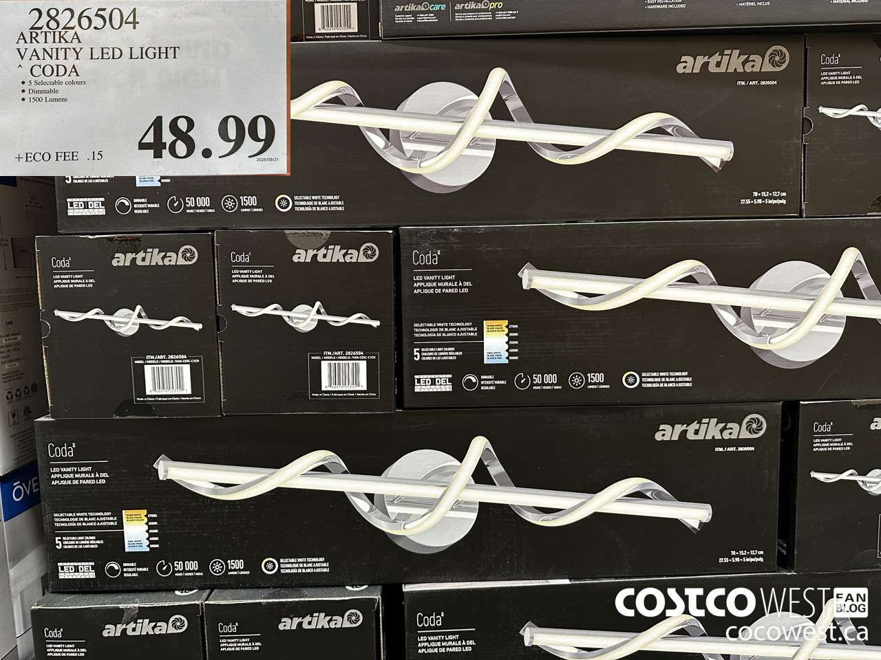 2826504 ARTIKA VANITY LED LIGHT CODA $48.99