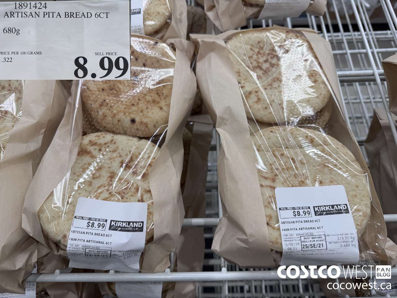 1891424 ARTISAN PITA BREAD 6CT 680G $8.99