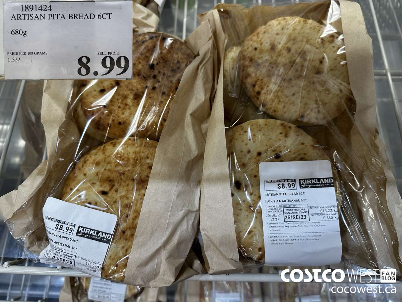 1891424 ARTISAN PITA BREAD 6CT 680G $8.99