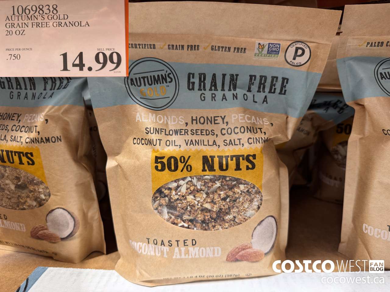 1069838 AUTUMN'S GOLD GRAIN FREE GRANOLA 20 OZ $14.99