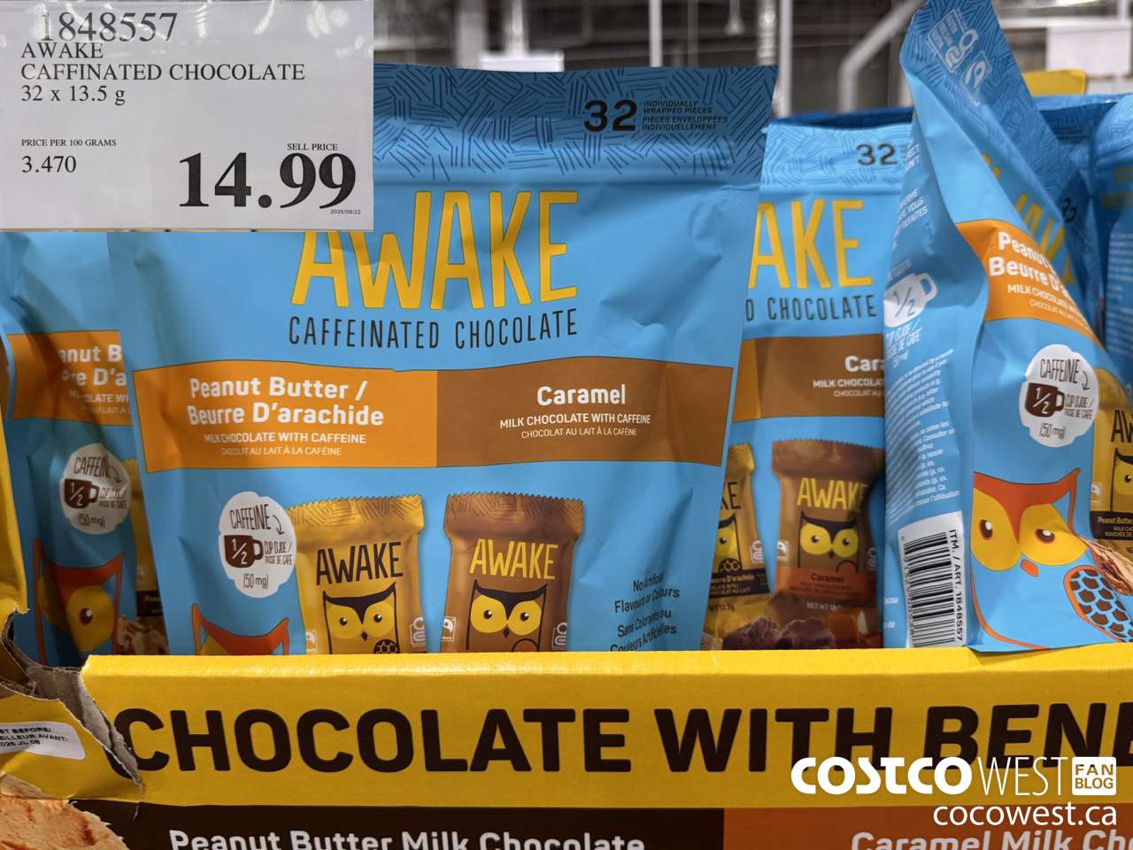1848557 AWAKE CAFFINATED CHOCOLATE 32 X 13.5G $14.99