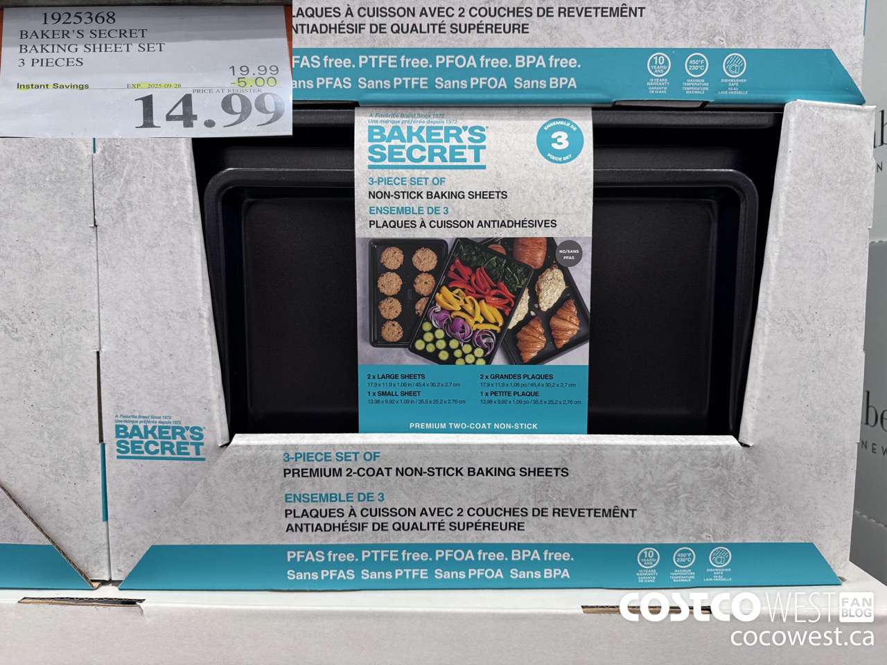 1925368 BAKER'S SECRET BAKING SHEET SET 3 PIECES ($5.00 INSTANT SAVINGS EXPIRES ON 2025-09-28) $14.99
