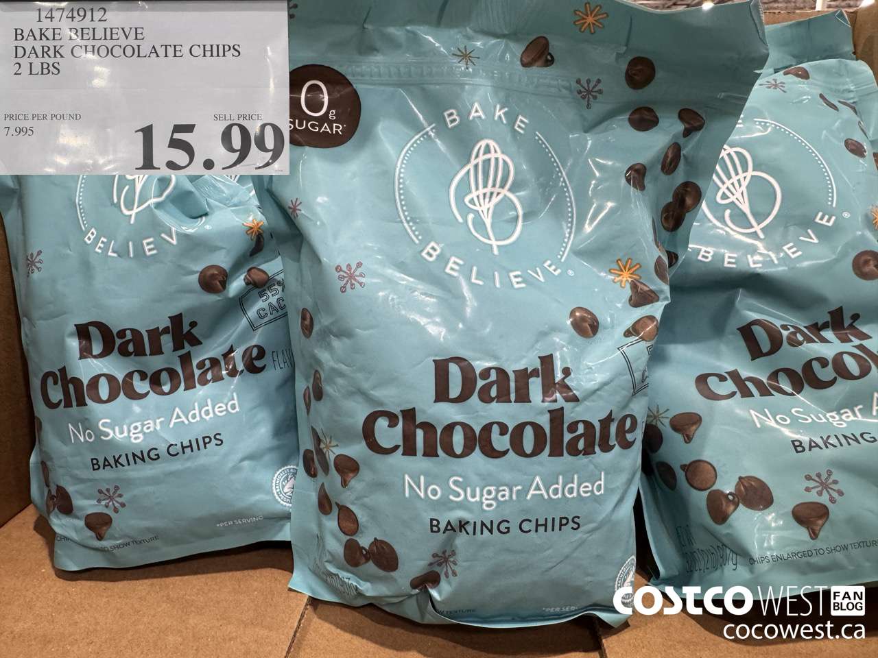 1474912 BAKE BELIEVE DARK CHOCOLATE CHIPS 2 LBS $15.99