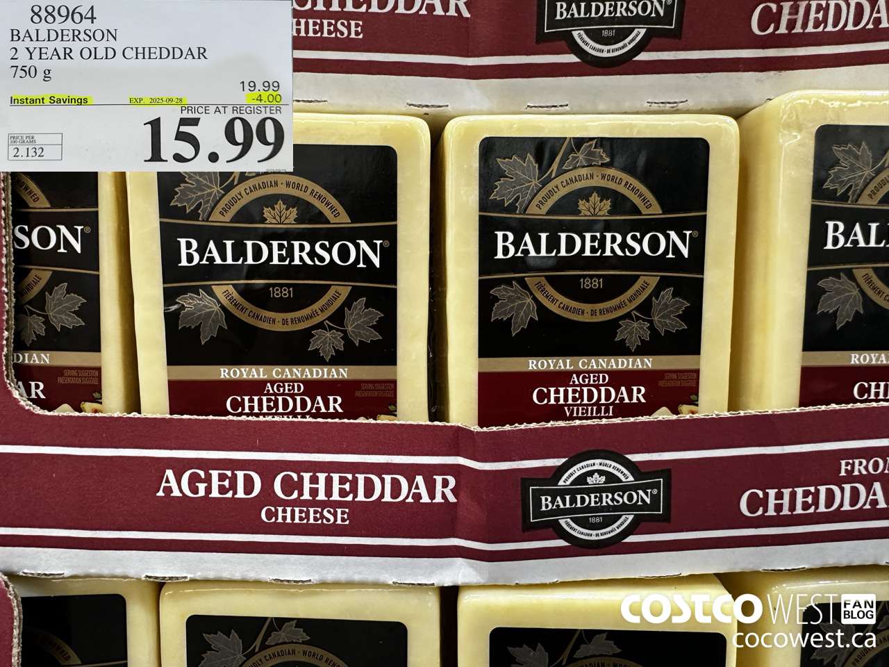 88964 BALDERSON 2 YEAR OLD CHEDDAR 750 g ($4.00 INSTANT SAVINGS EXPIRES ON 2025-09-28) $15.99
