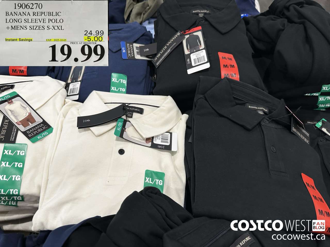 1906270 BANANA REPUBLIC LONG SLEEVE POLO MENS SIZES S-XXL ($5.00 INSTANT SAVINGS EXPIRES ON 2025-10-05) $19.99