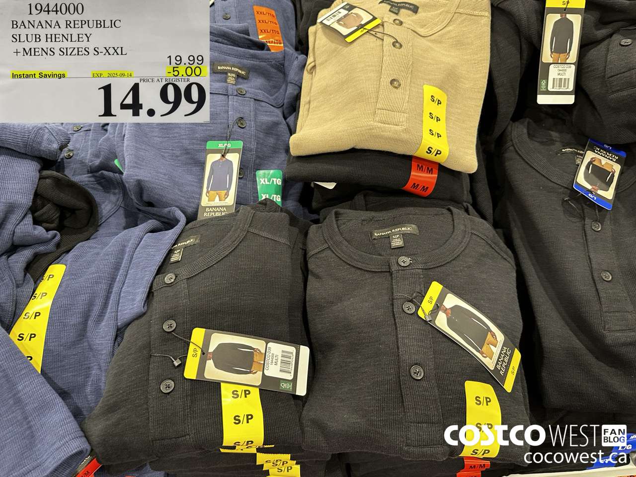 1944000 BANANA REPUBLIC SLUB HENLEY MENS SIZES S-XXL ($5.00 INSTANT SAVINGS EXPIRES ON 2025-09-14) $14.99