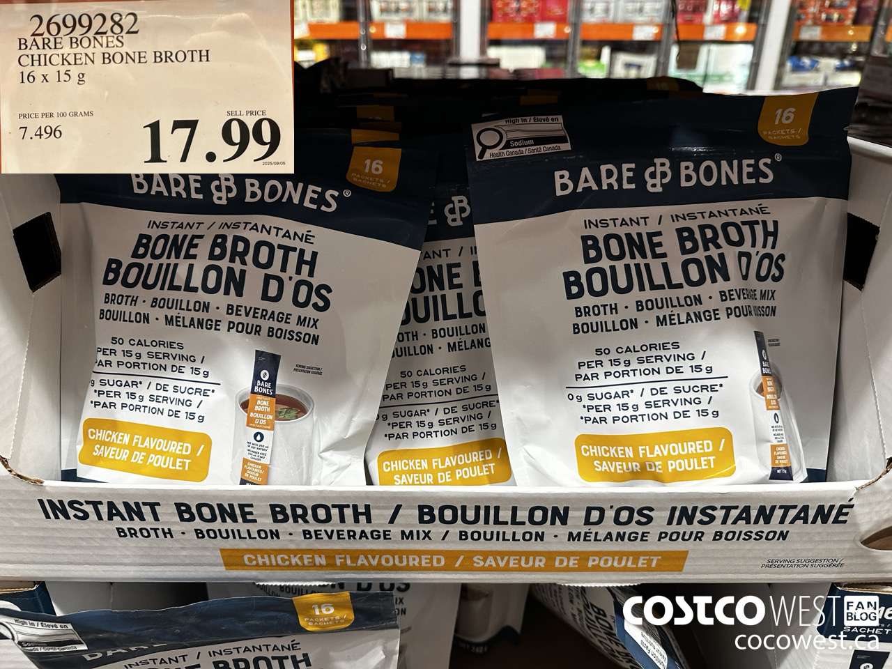 2699282 BARE BONES CHICKEN BONE BROTH 16 X 15G $17.99