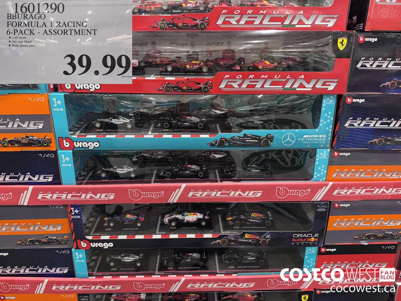 1601290 BBURAGO FORMULA 1 RACING 6-PACK ASSORTMENT $39.99