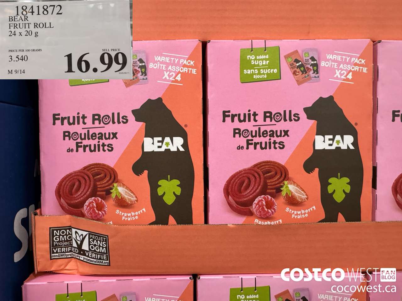 1841872 BEAR FRUIT ROLL 24 X 20G $16.99