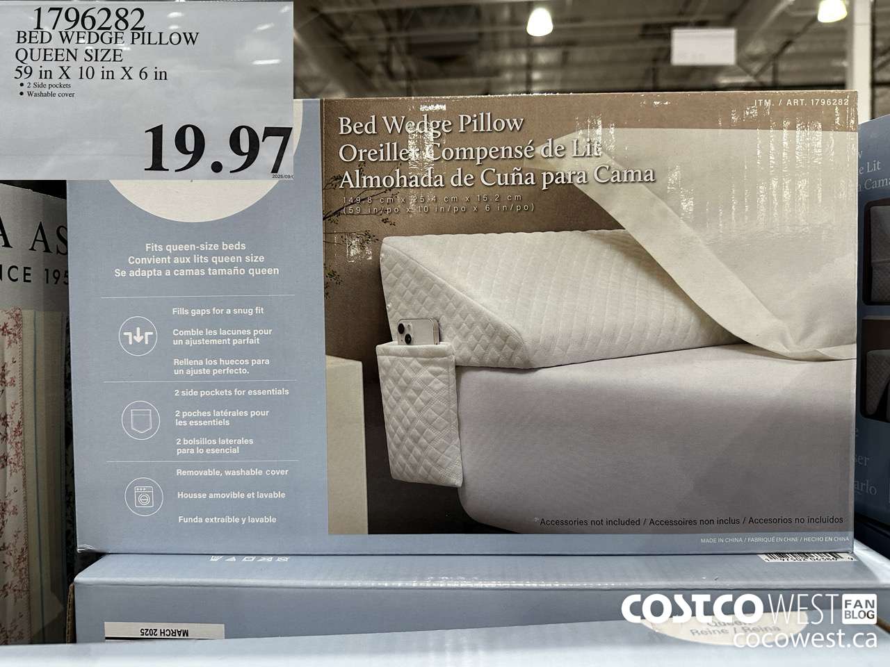 1796282 BED WEDGE PILLOW QUEEN SIZE 59