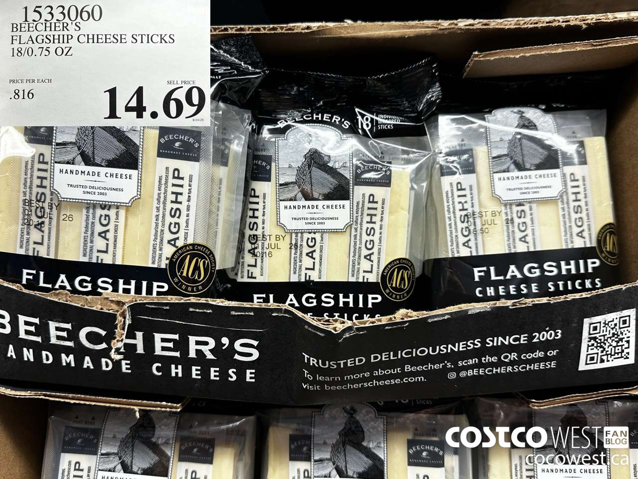 1533060 BEECHERS FLAGSHIP CHEESE STICKS 18/0.75 OZ $14.69