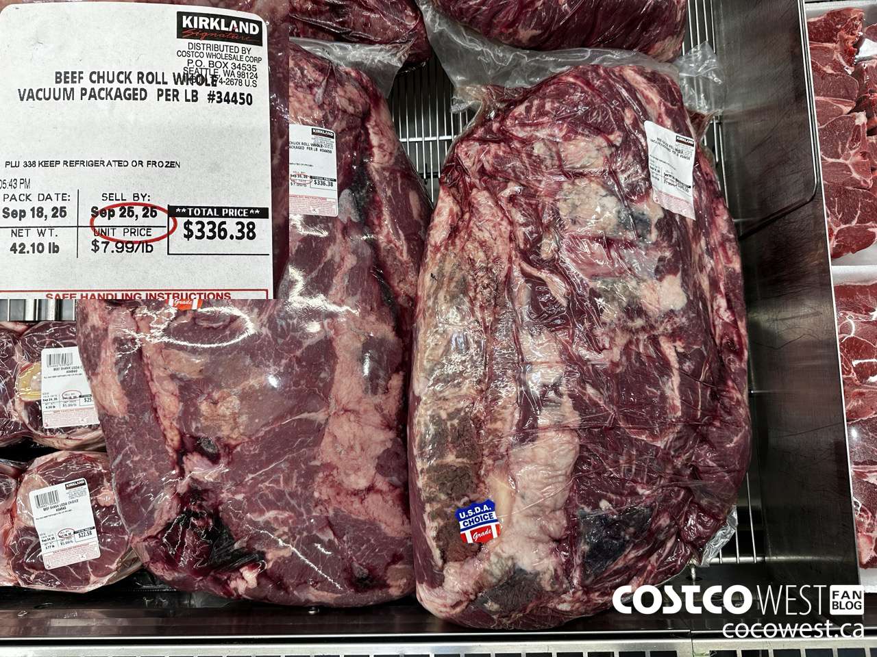 34450 BEEF CHUCK ROLL WHOLE VACUUM PACKAGED PER LB $7.99