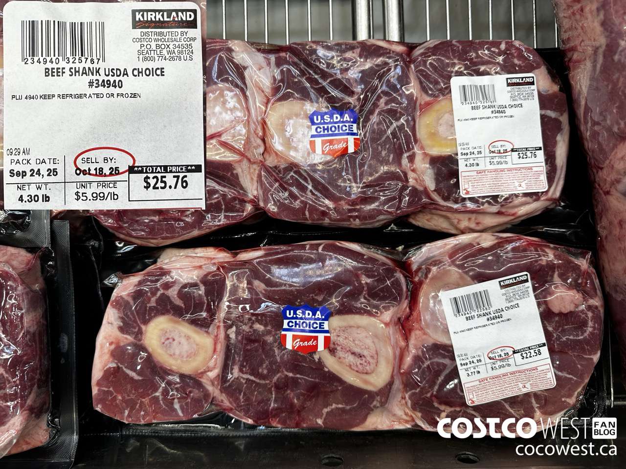 34940 BEEF SHANK USDA CHOICE PER LB $5.99