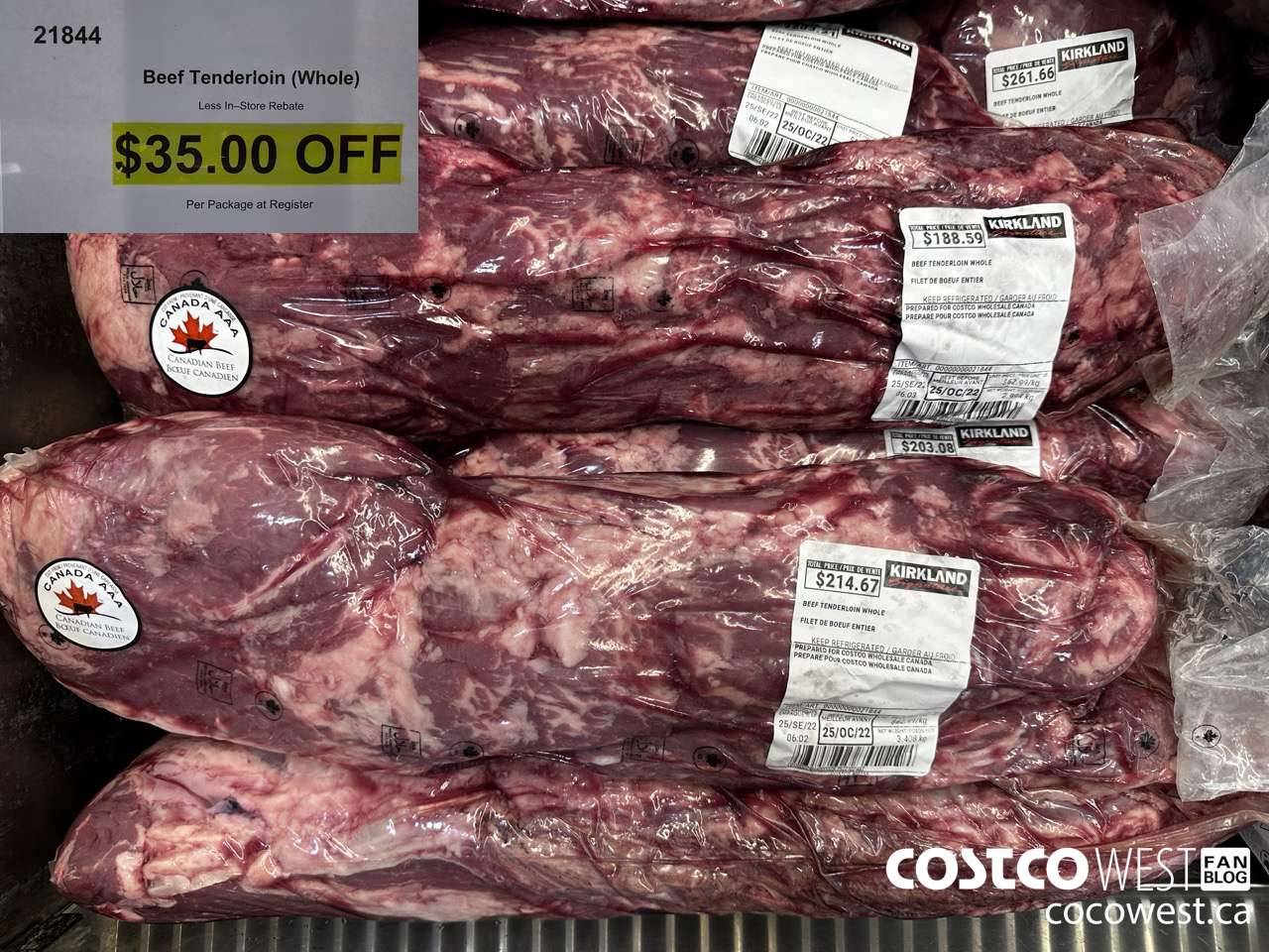 21844 BEEF TENDERLOIN (WHOLE) ($35.00 INSTANT SAVINGS)
