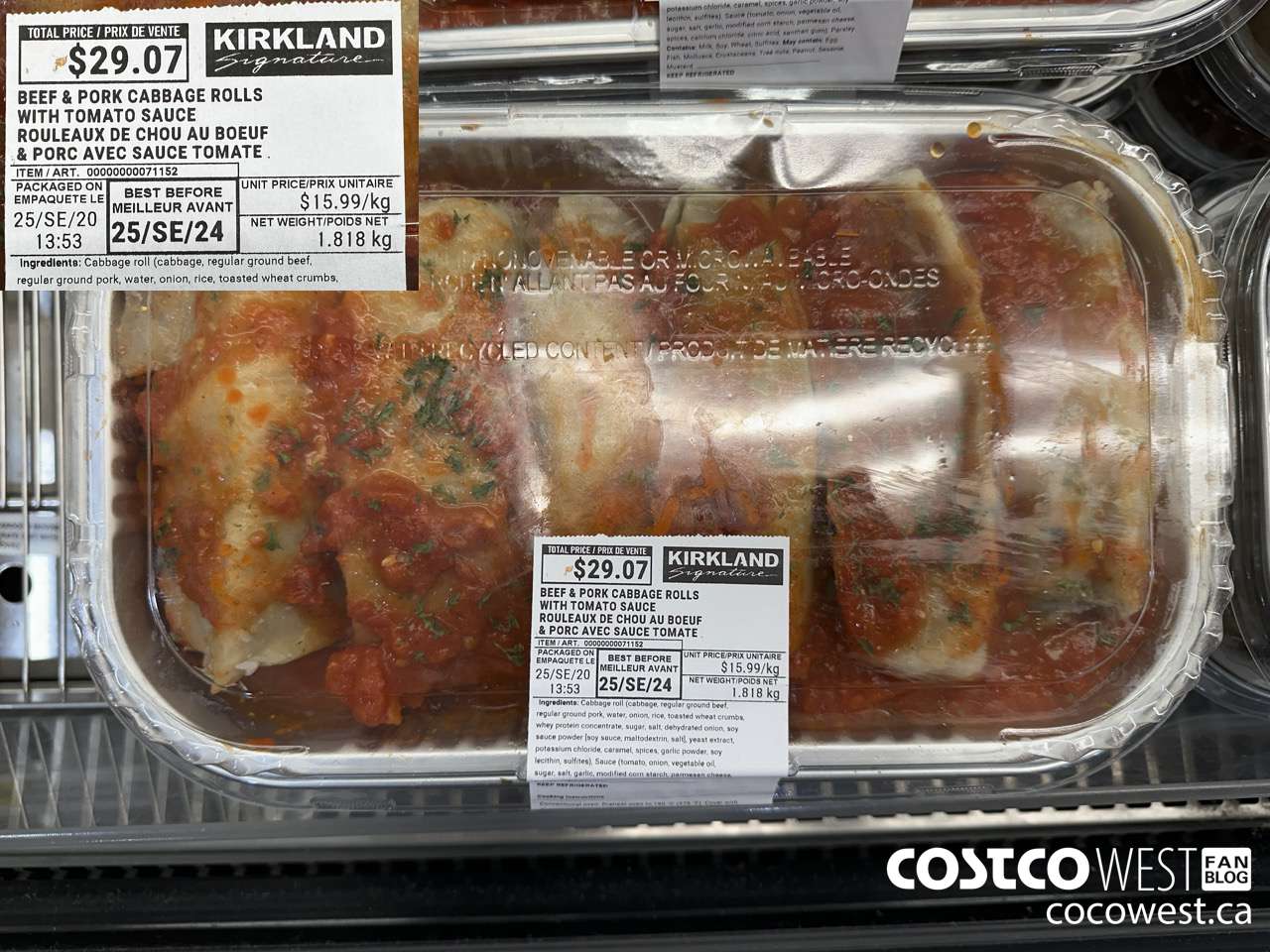 71152 BEEF & PORK CABBAGE ROLLS WITH TOMATO SAUCE $15.99