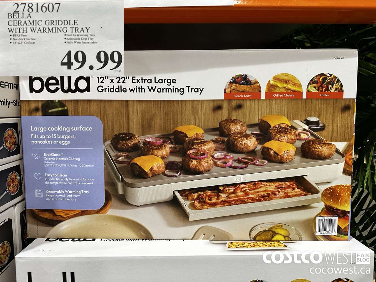2781607 BELLA CERAMIC GRIDDLE WITH WARMING TRAY $49.99