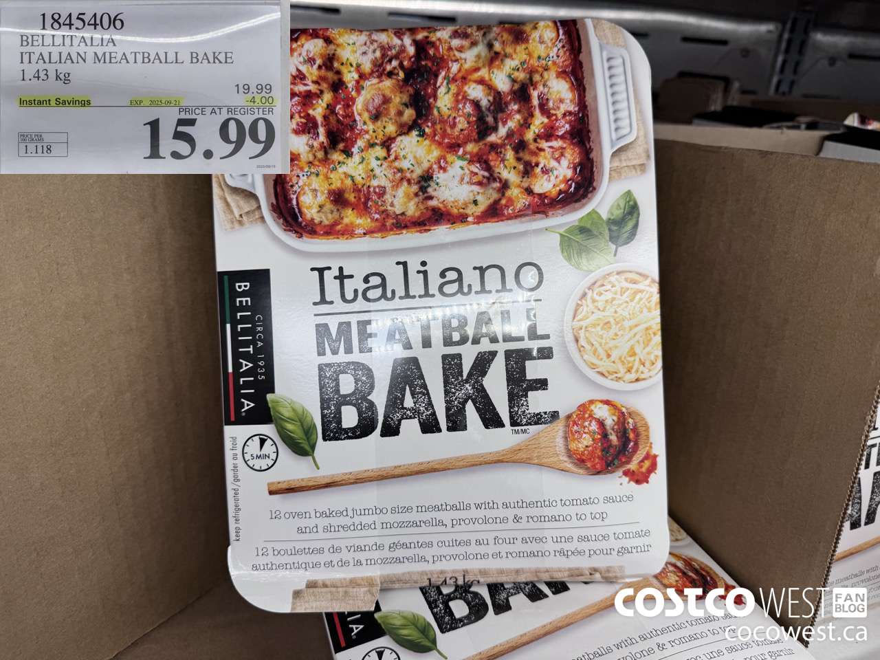 1845406 BELLITALIA ITALIAN MEATBALL BAKE 1.43KG ($4.00 INSTANT SAVINGS EXPIRES ON 2025-09-21) $15.99