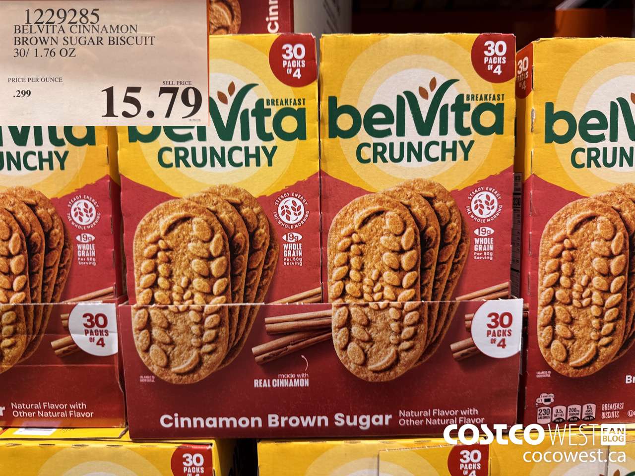 1229285 BELVITA CINNAMON BROWN SUGAR BISCUIT 30/1.76 OZ $15.79
