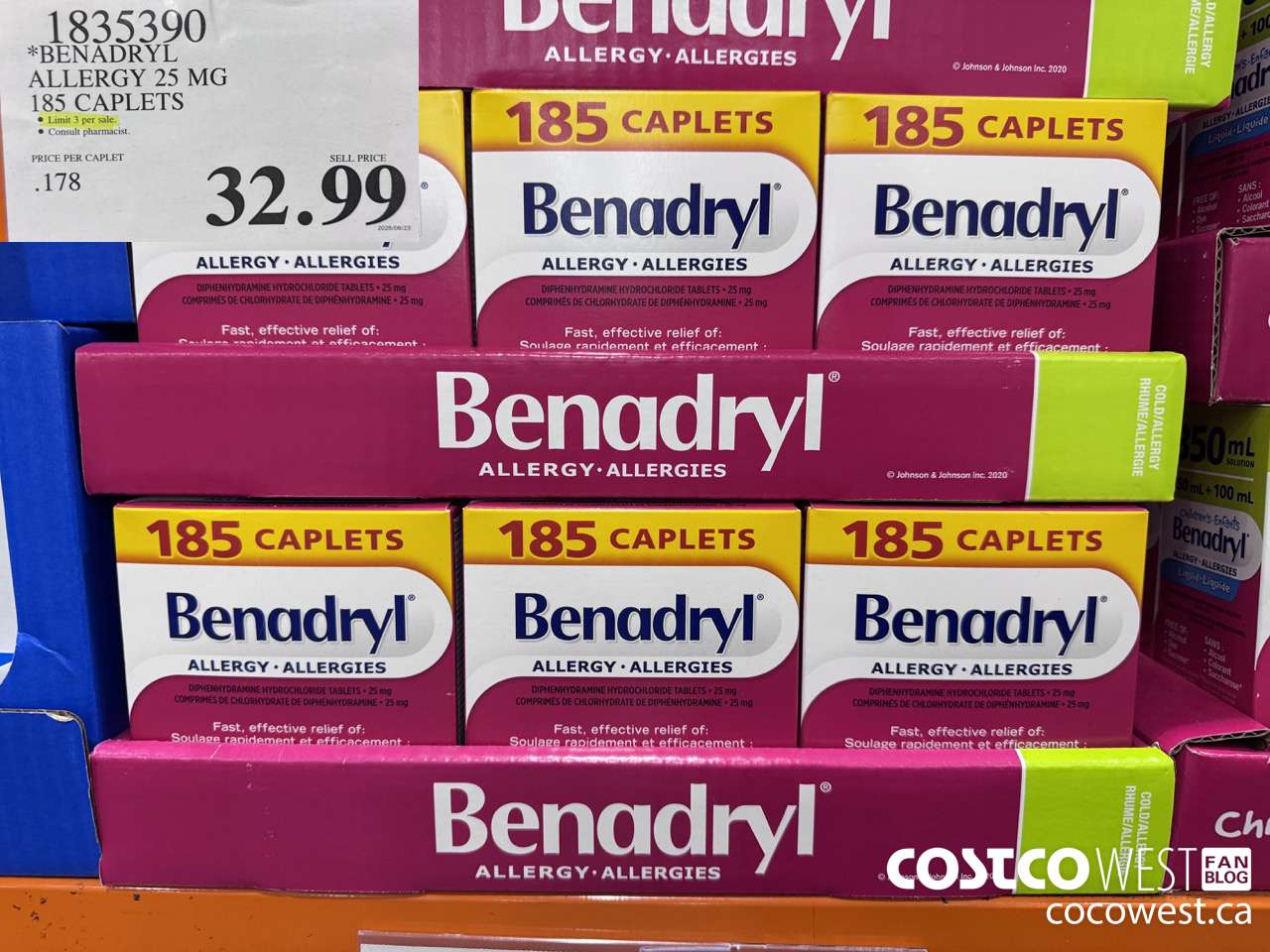 1835390 BENADRYL ALLERGY 25 MG 185 CAPLETS $32.99