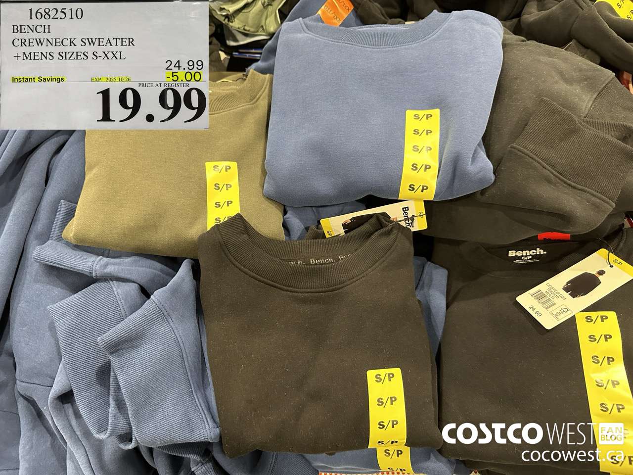 1682510 BENCH CREWNECK SWEATER MENS SIZES S-XXL ($5.00 INSTANT SAVINGS EXPIRES ON 2025-10-26) $19.99