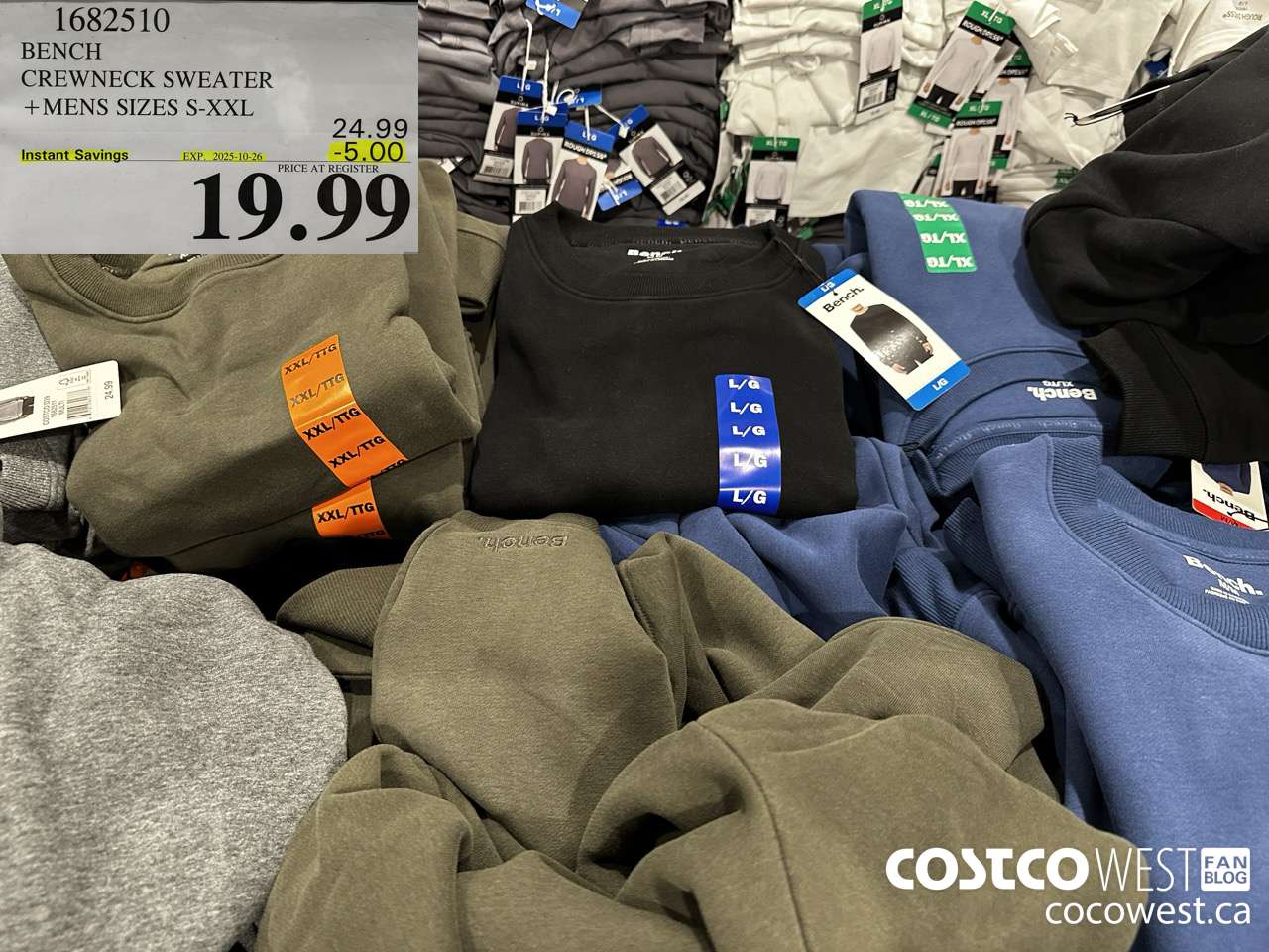 1682510 BENCH CREWNECK SWEATER MENS SIZES S-XXL ($5.00 INSTANT SAVINGS EXPIRES ON 2025-10-26) $19.99