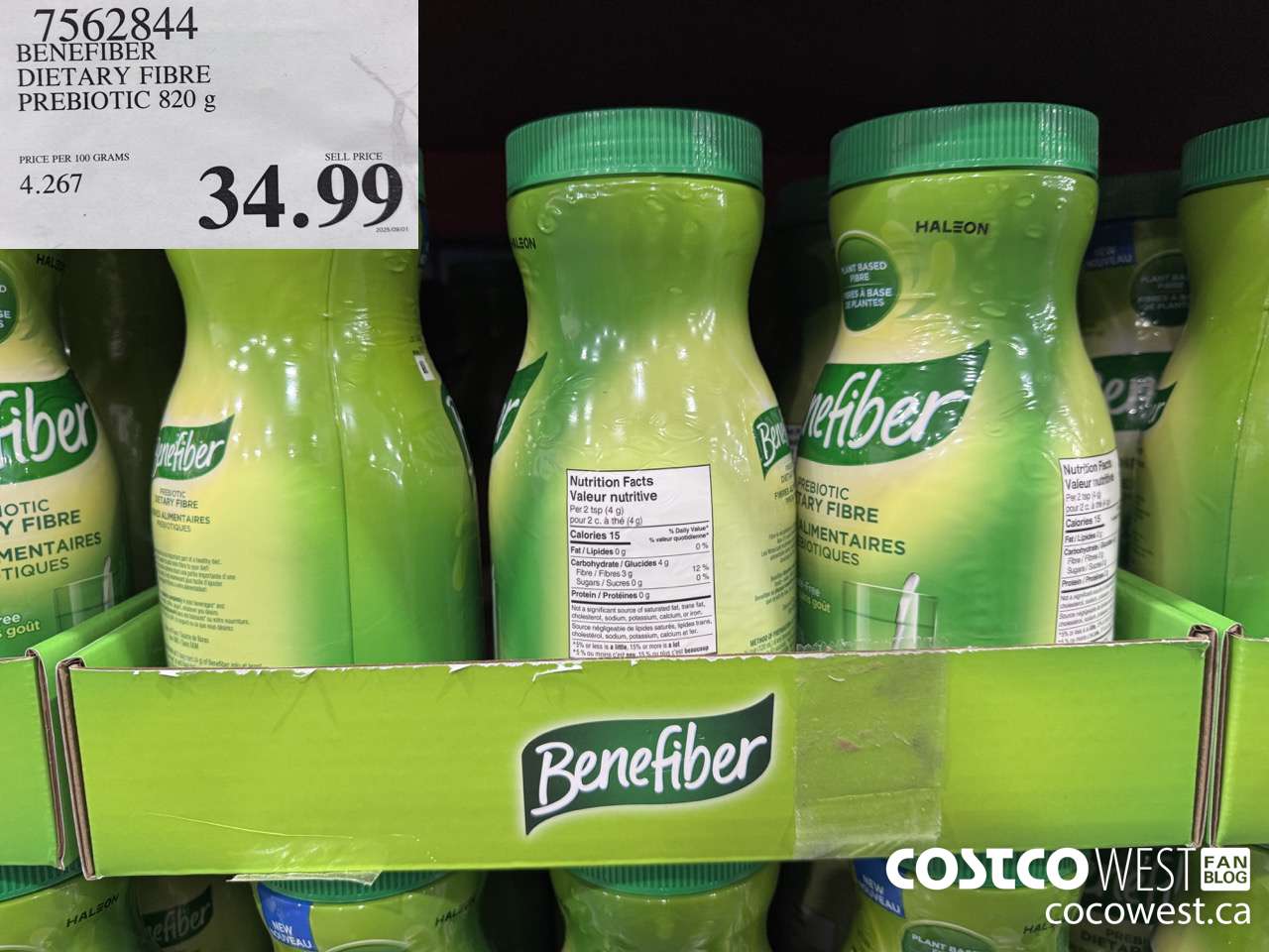 7562844 BENEFIBER DIETARY FIBRE PREBIOTIC 820G $34.99