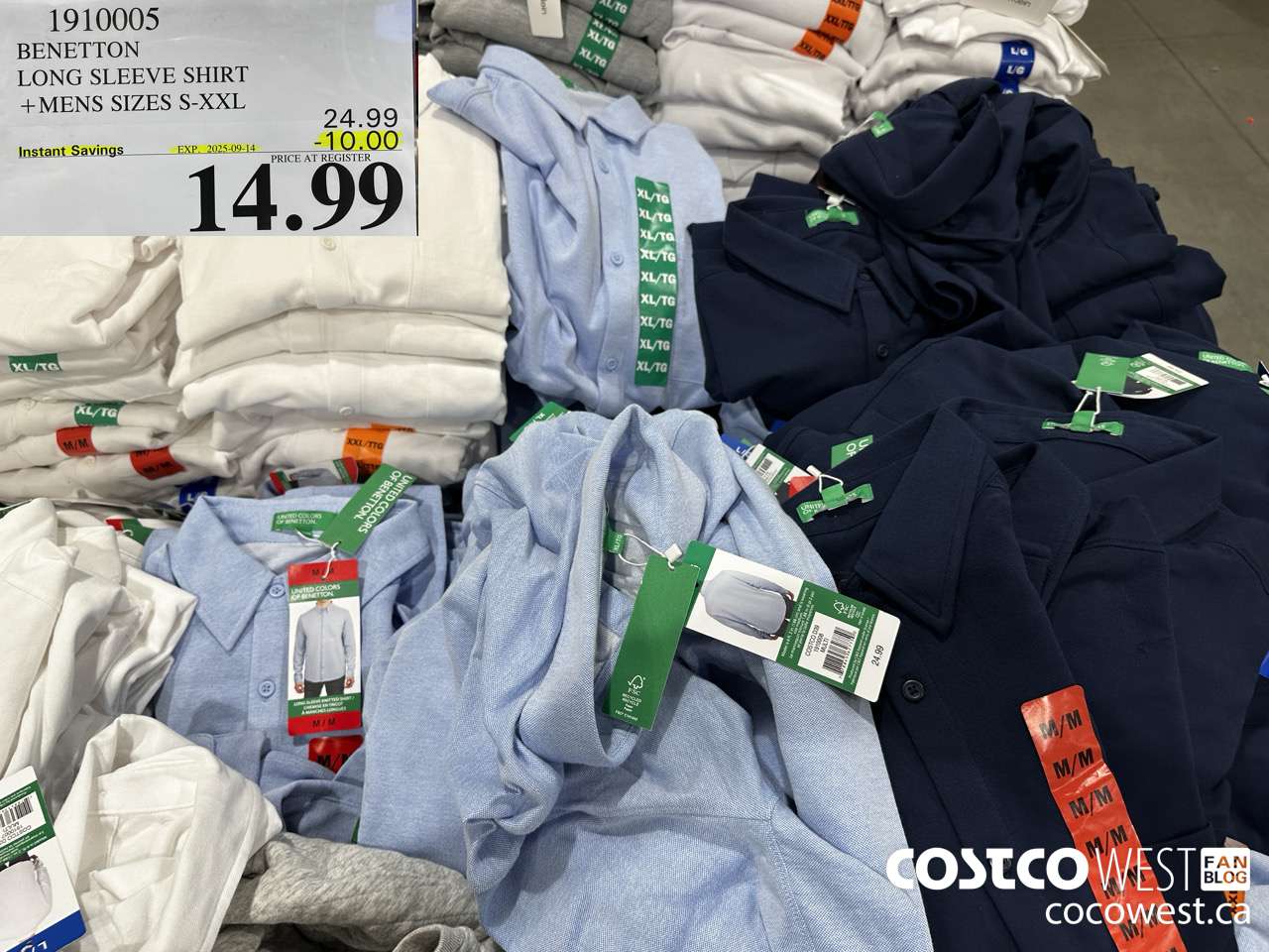 1910005 BENETTON LONG SLEEVE SHIRT MENS SIZES S-XXL ($10.00 INSTANT SAVINGS EXPIRES ON 2025-09-14) $14.99